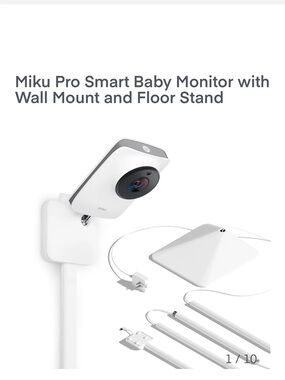 Pro Smart Baby Monitor with Wall Mount and Floor Stand - White